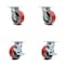 Service Caster 5 Inch Red Poly on Cast Iron Caster Set with Ball Bearings 2 Swivel Lock 2 Brake SCC-30CS520-PUB-RS-BSL-2-TLB-2 - alternate 1